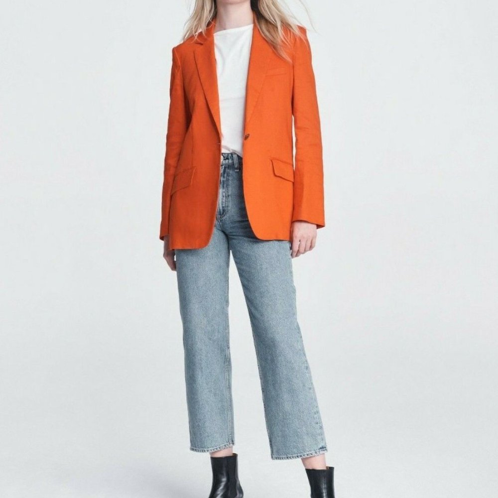 NWT Rag and Bone Ames Linen Blazer in Orange Flame Size 4